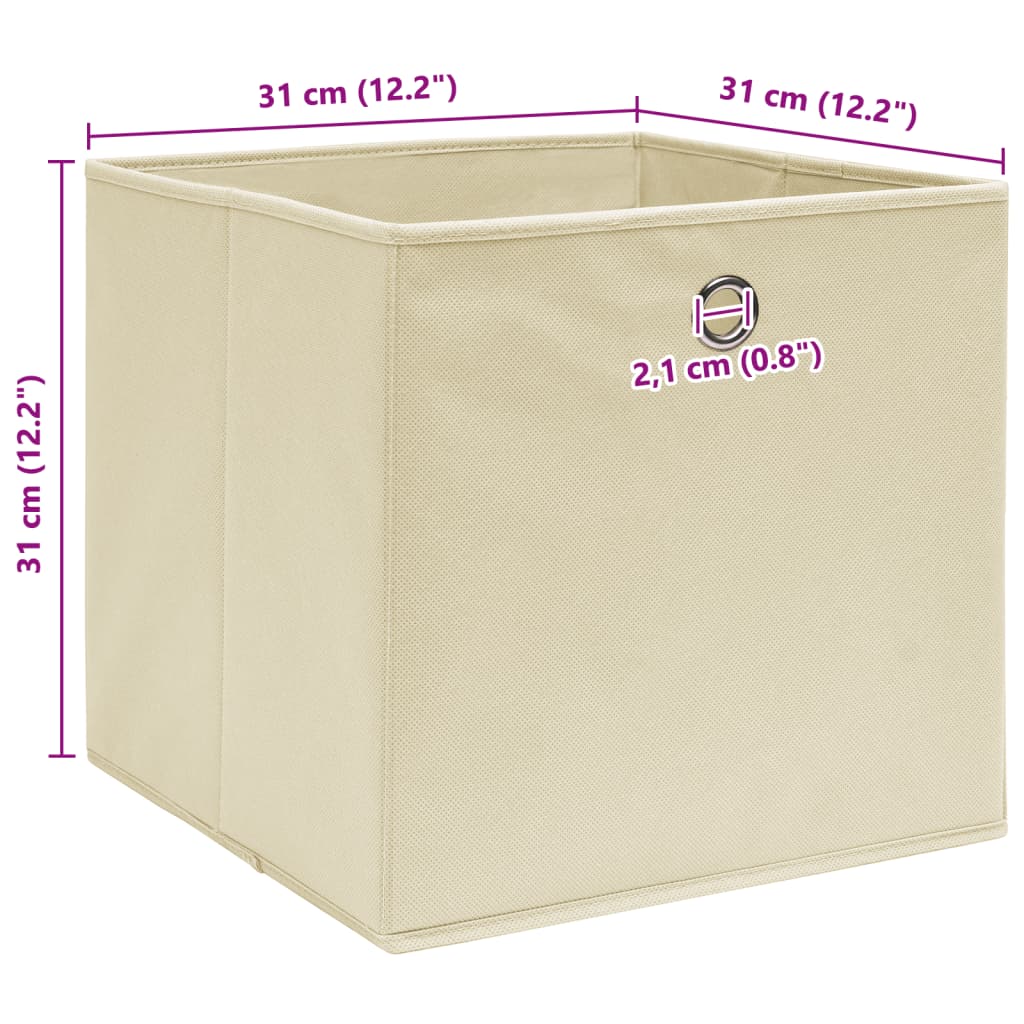 vidaXL Cutii de depozitare, 10 buc., crem, 32x32x32 cm, textil