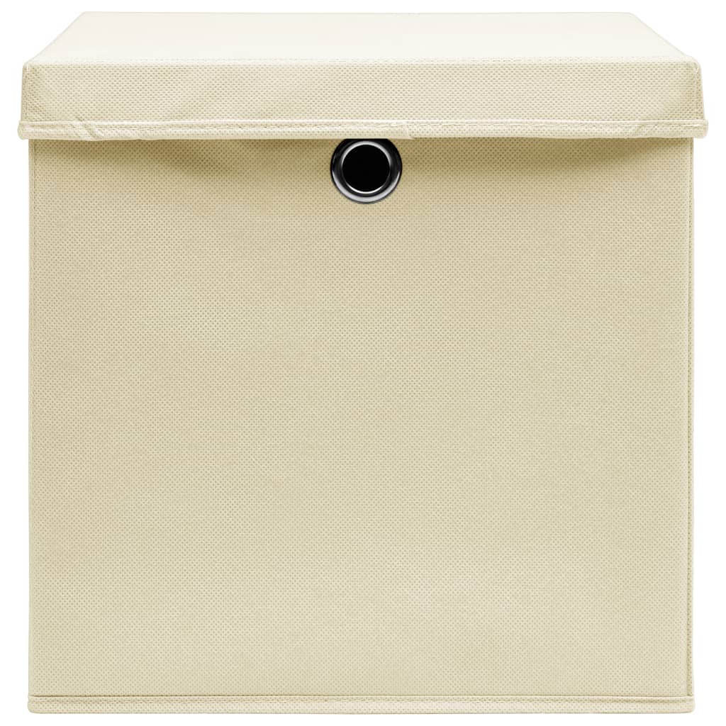 vidaXL Cutii depozitare cu capace 10 buc. crem, 32x32x32 cm, textil vidaXL Cutii depozitare cu capace 10 buc. crem, 32x32x32 cm, textil
