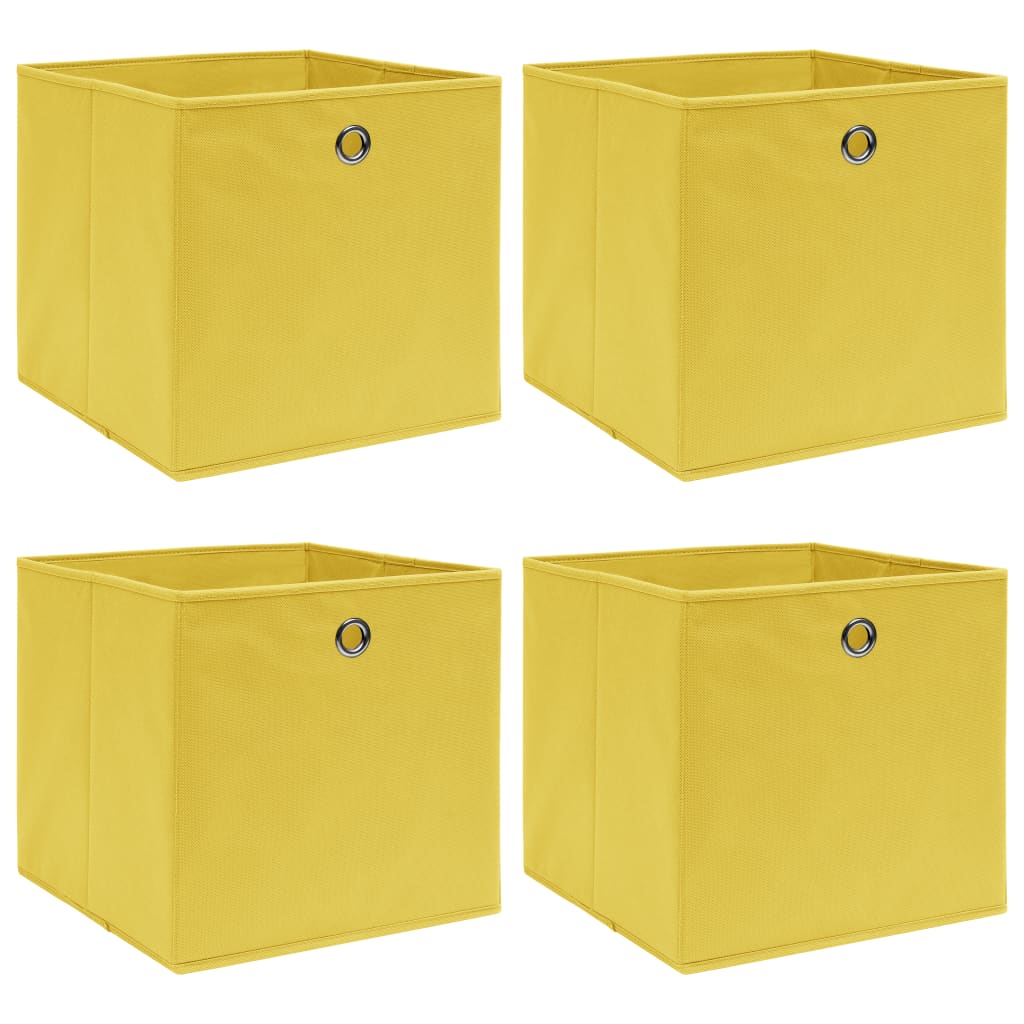 vidaXL Cutii de depozitare, 4 buc., galben, 32x32x32 cm, textil vidaXL Cutii de depozitare, 4 buc., galben, 32x32x32 cm, textil