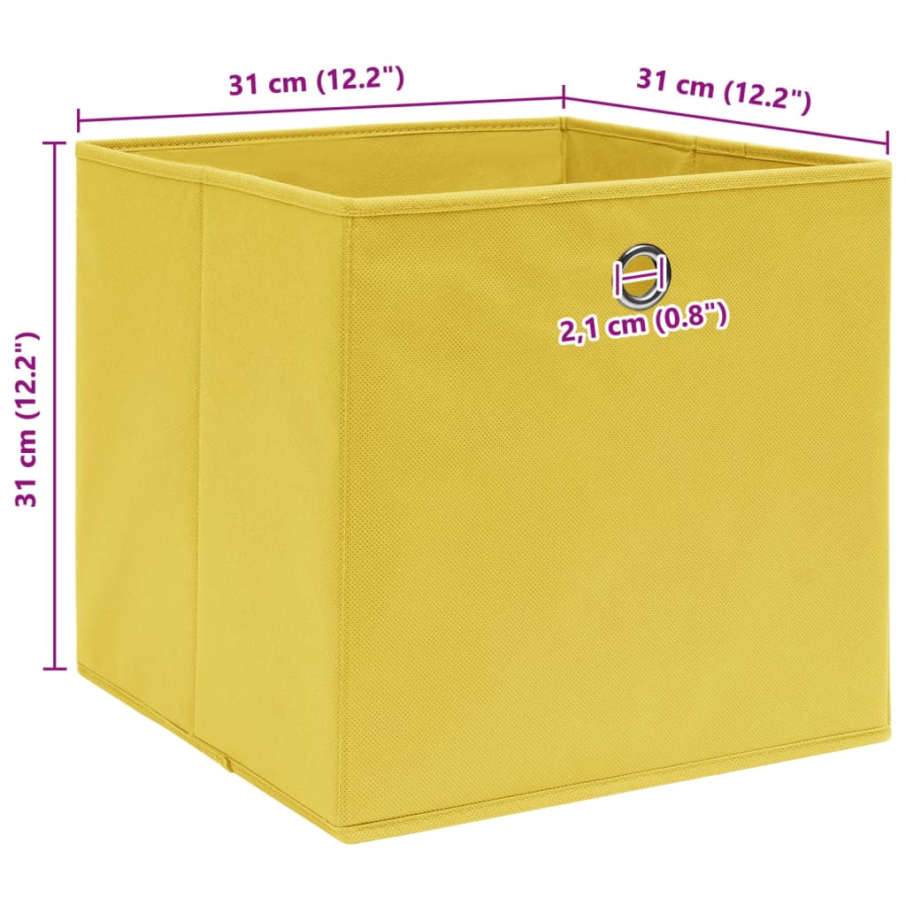 vidaXL Cutii depozitare, 10 buc., galben, 32x32x32 cm, textil vidaXL Cutii depozitare, 10 buc., galben, 32x32x32 cm, textil