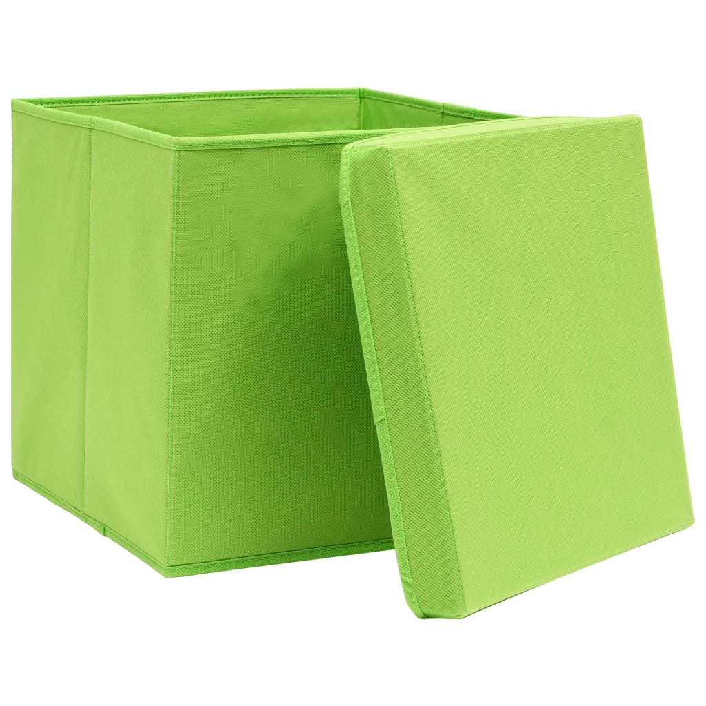 vidaXL Cutii depozitare cu capace 4 buc. verde, 32x32x32 cm, textil vidaXL Cutii depozitare cu capace 4 buc. verde, 32x32x32 cm, textil