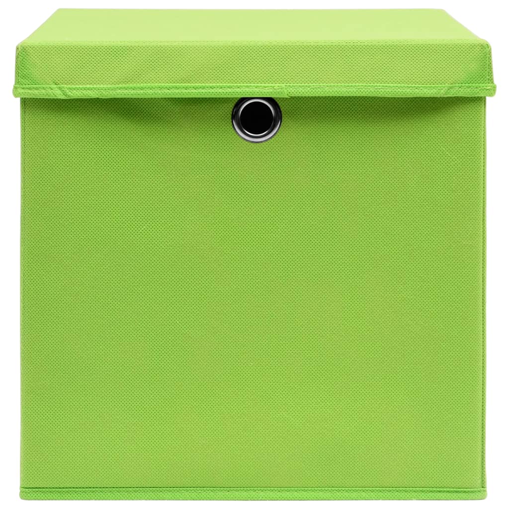vidaXL Cutii depozitare cu capace 4 buc. verde, 32x32x32 cm, textil vidaXL Cutii depozitare cu capace 4 buc. verde, 32x32x32 cm, textil