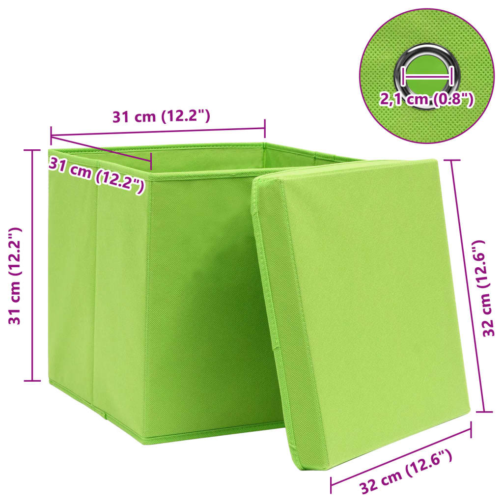 vidaXL Cutii depozitare cu capace 4 buc. verde, 32x32x32 cm, textil vidaXL Cutii depozitare cu capace 4 buc. verde, 32x32x32 cm, textil