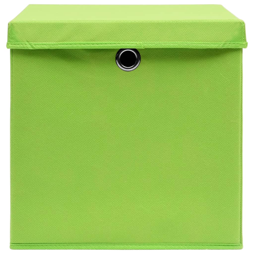 vidaXL Cutii depozitare cu capace 10 buc. verde, 32x32x32 cm, textil vidaXL Cutii depozitare cu capace 10 buc. verde, 32x32x32 cm, textil