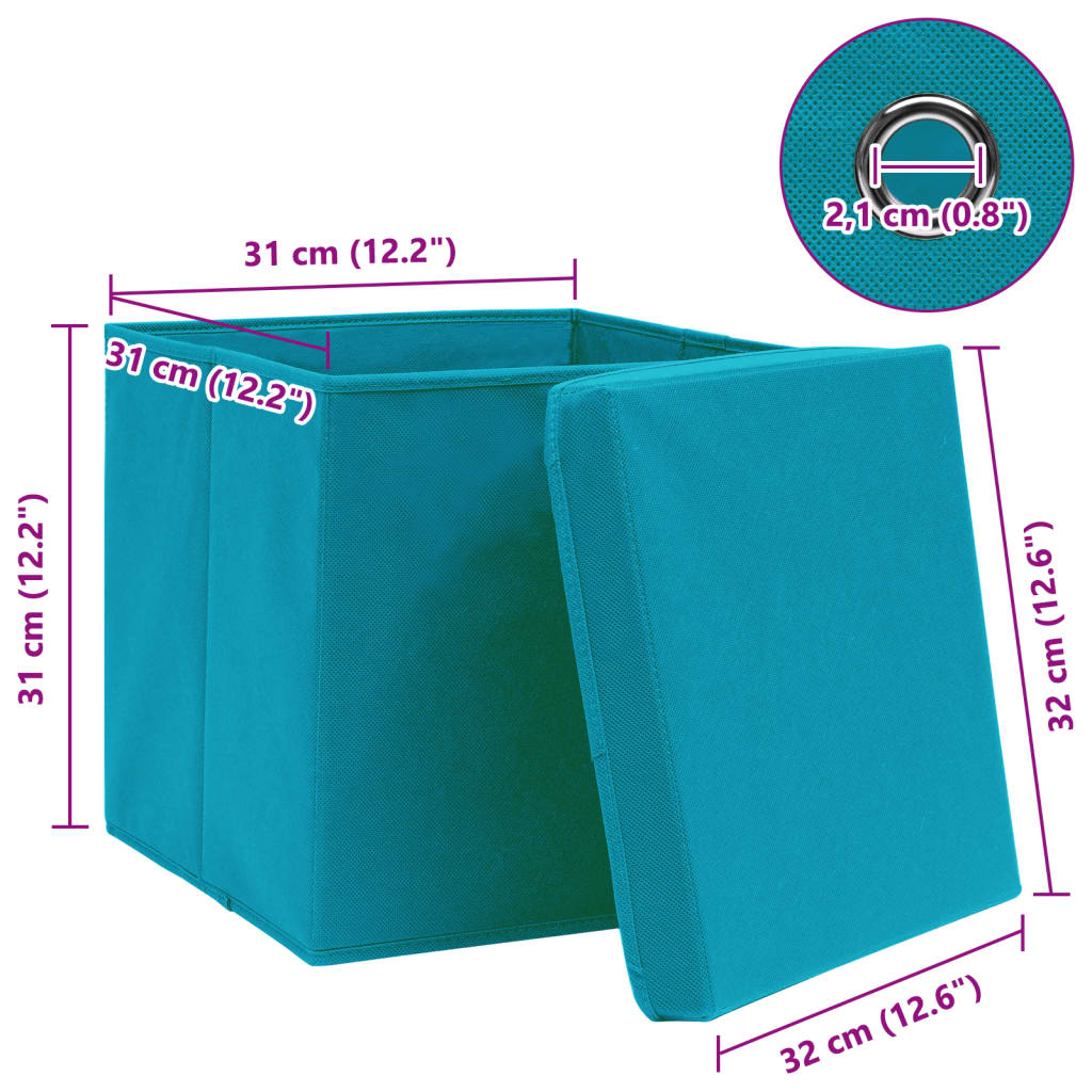 vidaXL Cutii depozitare cu capace 4 buc. albastru, 32x32x32 cm, textil vidaXL Cutii depozitare cu capace 4 buc. albastru, 32x32x32 cm, textil
