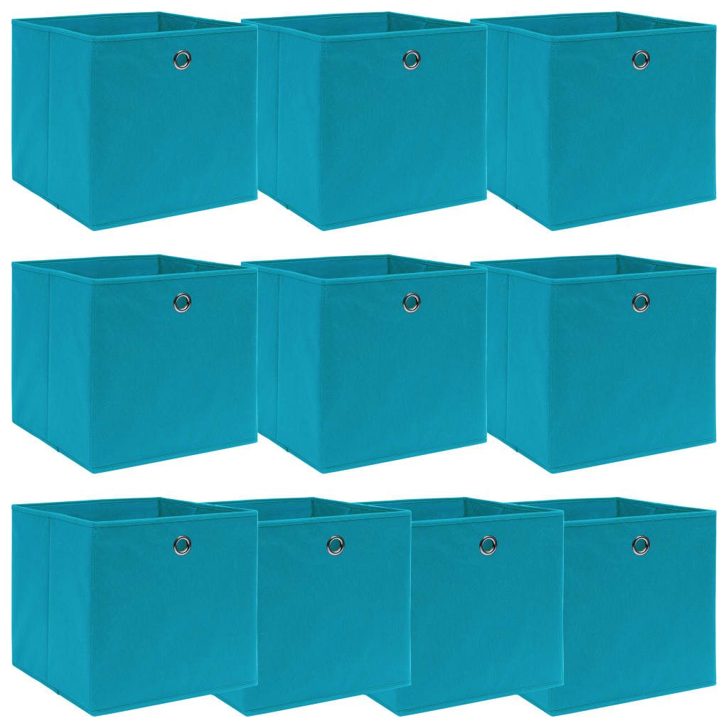 vidaXL Cutii de depozitare, 10 buc., bleu, 32x32x32 cm, textil vidaXL Cutii de depozitare, 10 buc., bleu, 32x32x32 cm, textil