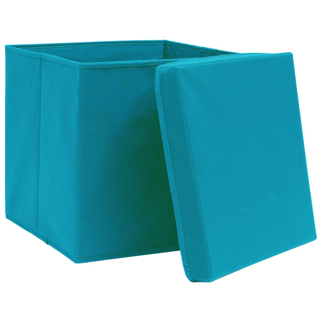 vidaXL Cutii depozitare cu capace 10 buc. albastru 32x32x32 cm, textil vidaXL Cutii depozitare cu capace 10 buc. albastru 32x32x32 cm, textil