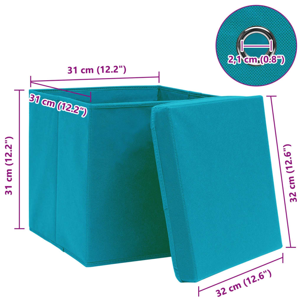 vidaXL Cutii depozitare cu capace 10 buc. albastru 32x32x32 cm, textil vidaXL Cutii depozitare cu capace 10 buc. albastru 32x32x32 cm, textil