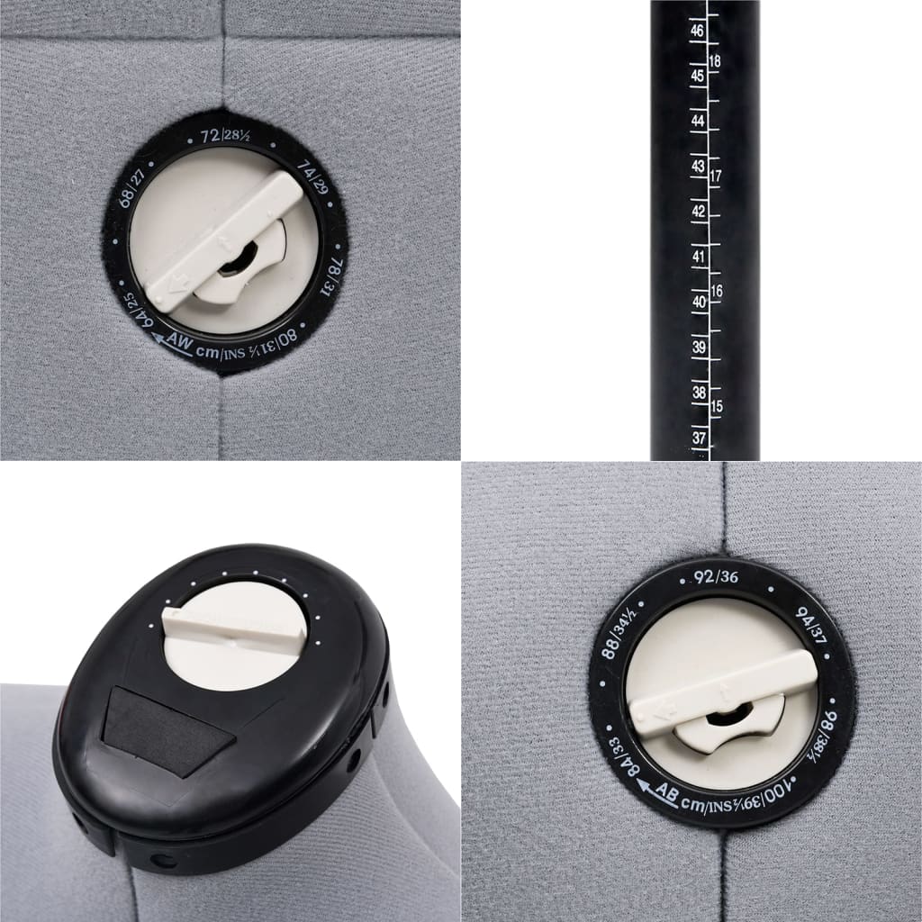 vidaXL Formă pentru rochie femeie reglabilă gri, dimensiune S 33-40 vidaXL Formă pentru rochie femeie reglabilă gri, dimensiune S 33-40