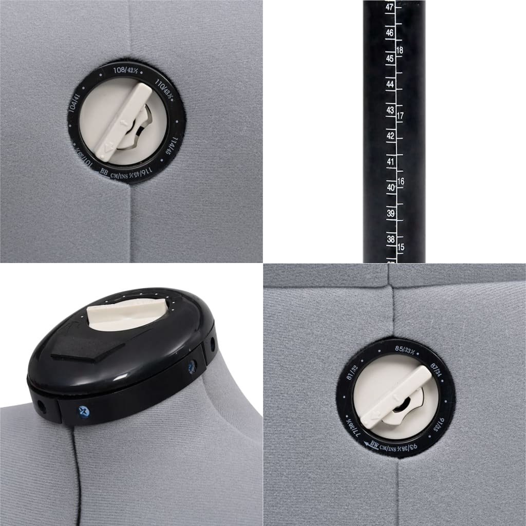 vidaXL Formă pentru rochie femeie reglabilă gri, dimensiune M 40-46 vidaXL Formă pentru rochie femeie reglabilă gri, dimensiune M 40-46