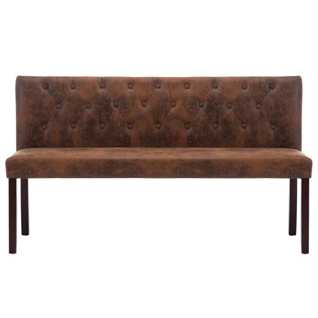 vidaXL Bancă, maro, 148,5 cm, velur ecologic