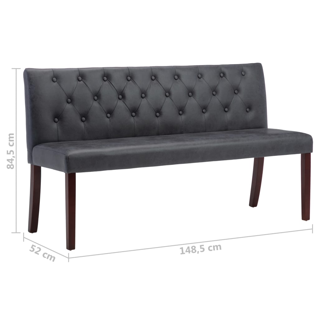 vidaXL Bancă, gri, 148,5 cm, velur ecologic