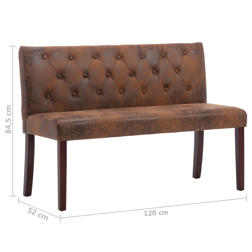 vidaXL Bancă, maro, 120 cm, velur ecologic