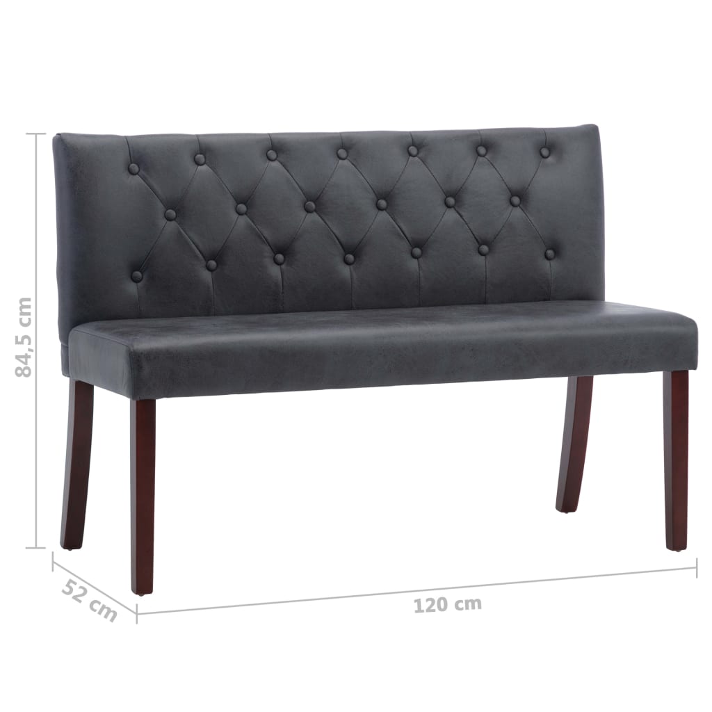 vidaXL Bancă, gri, 120 cm, velur ecologic