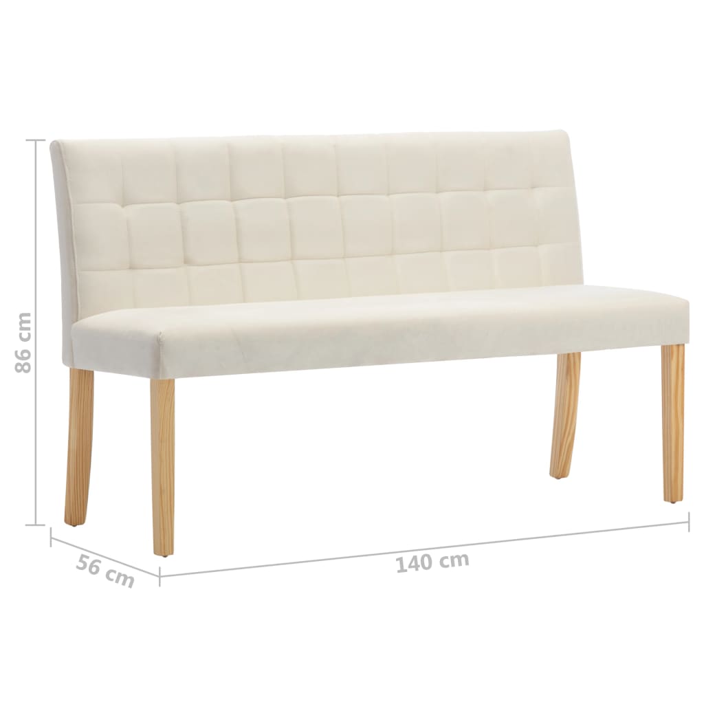 vidaXL Bancă, crem, 140 cm, catifea