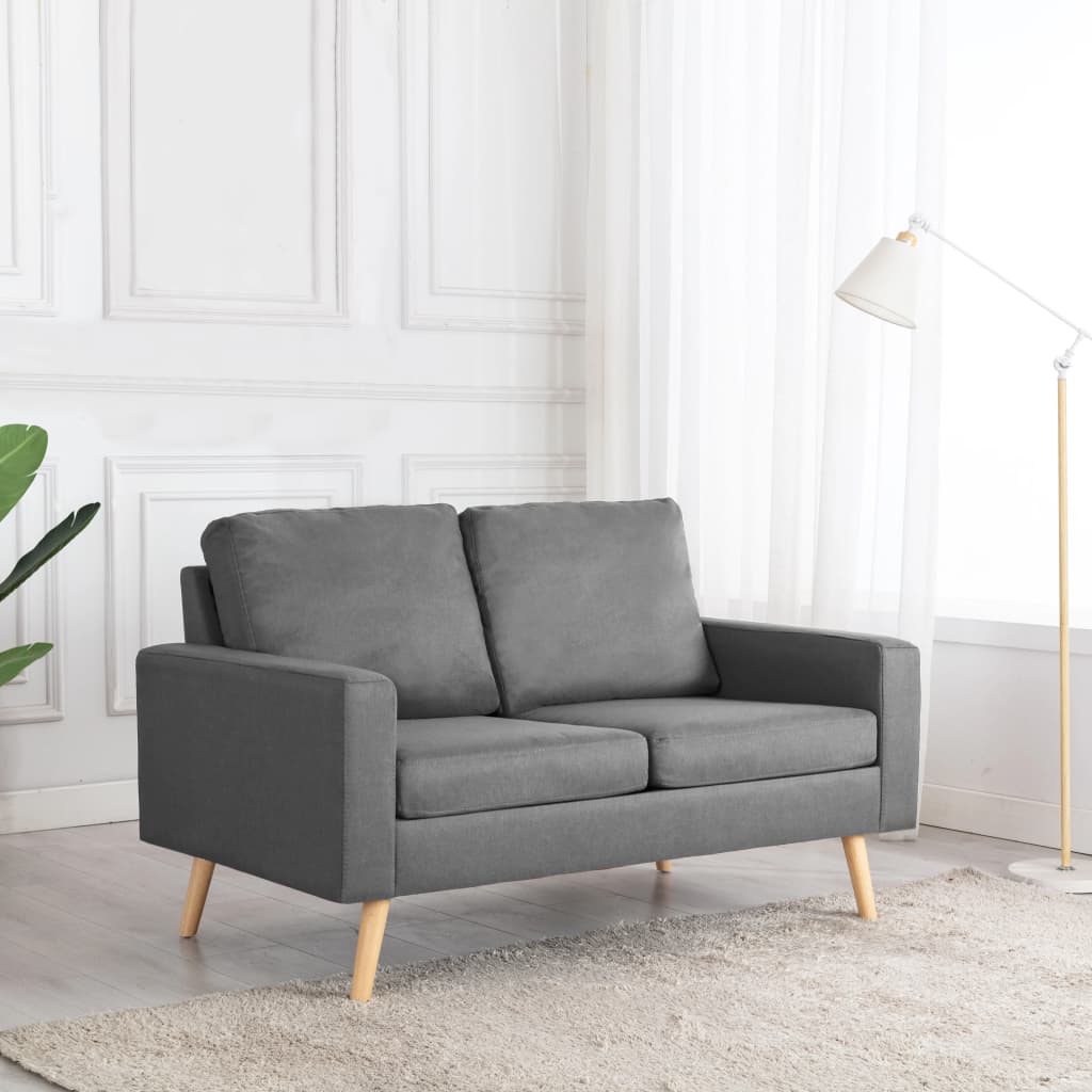 vidaXL Canapea cu 2 locuri, gri deschis, material textil vidaXL Canapea cu 2 locuri, gri deschis, material textil