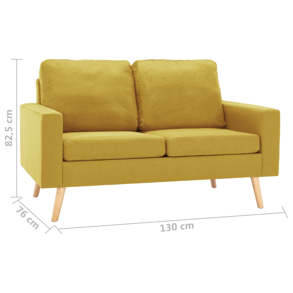vidaXL Canapea cu 2 locuri, galben, material textil