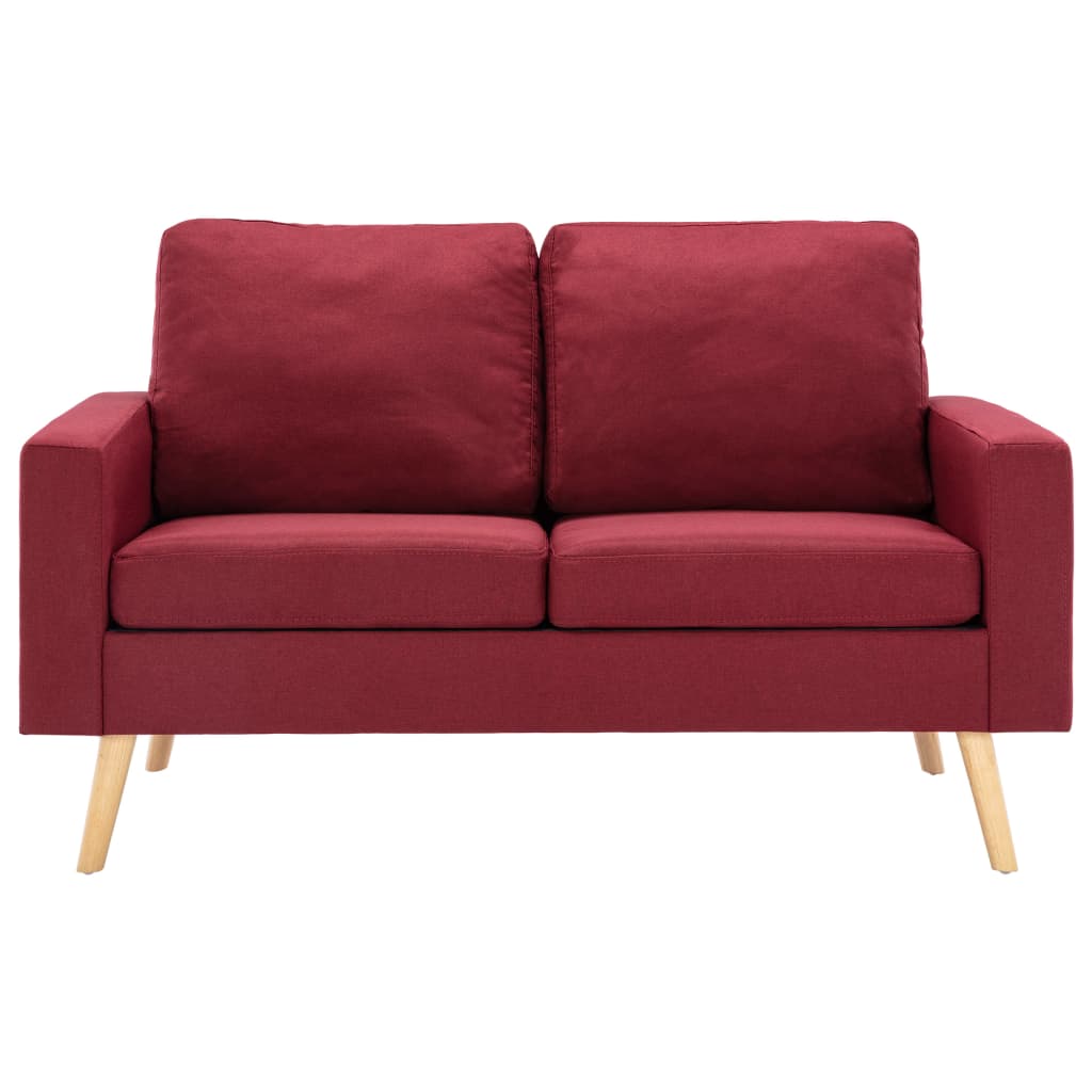 vidaXL Canapea cu 2 locuri, roșu vin, material textil