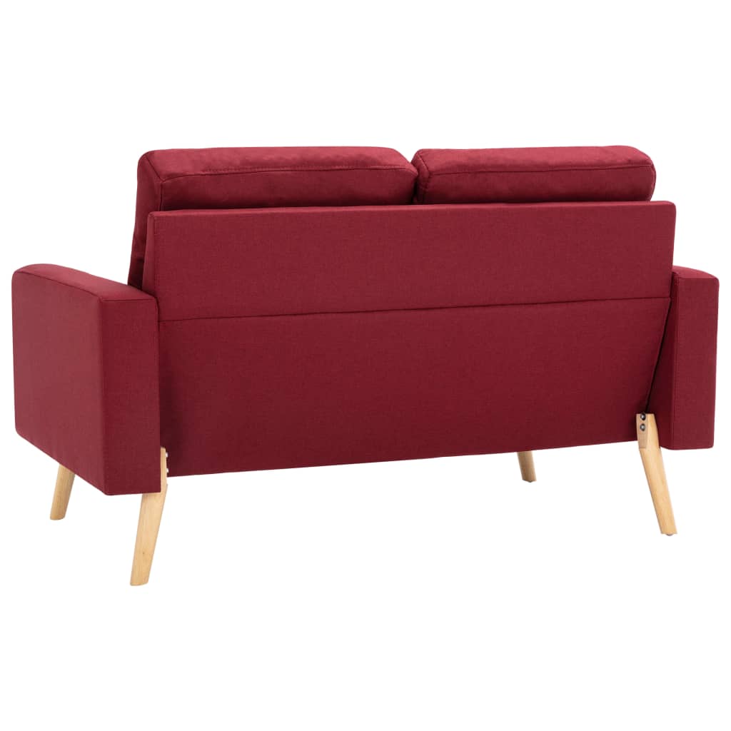 vidaXL Canapea cu 2 locuri, roșu vin, material textil