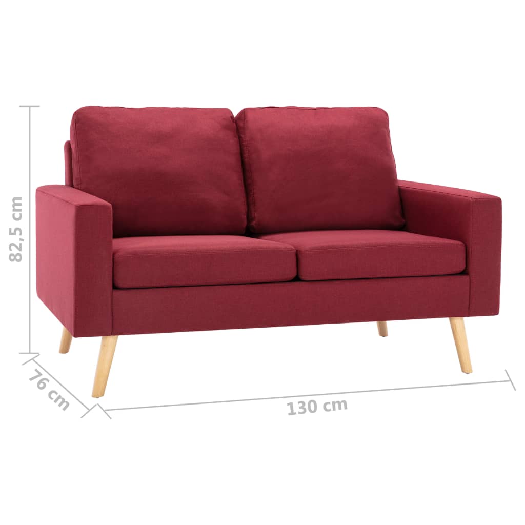 vidaXL Canapea cu 2 locuri, roșu vin, material textil