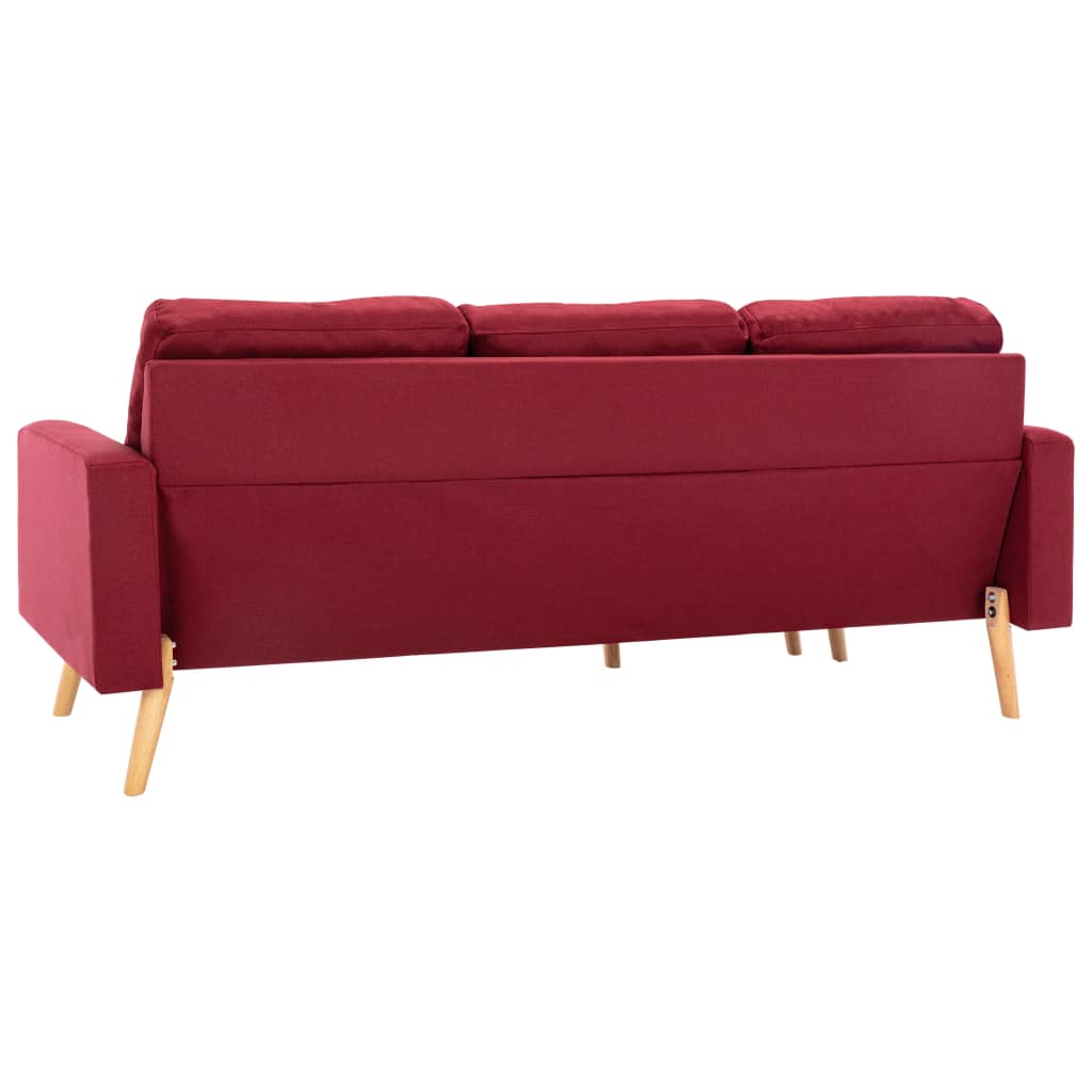 vidaXL Canapea cu 3 locuri și taburet, roșu vin, material textil vidaXL Canapea cu 3 locuri și taburet, roșu vin, material textil