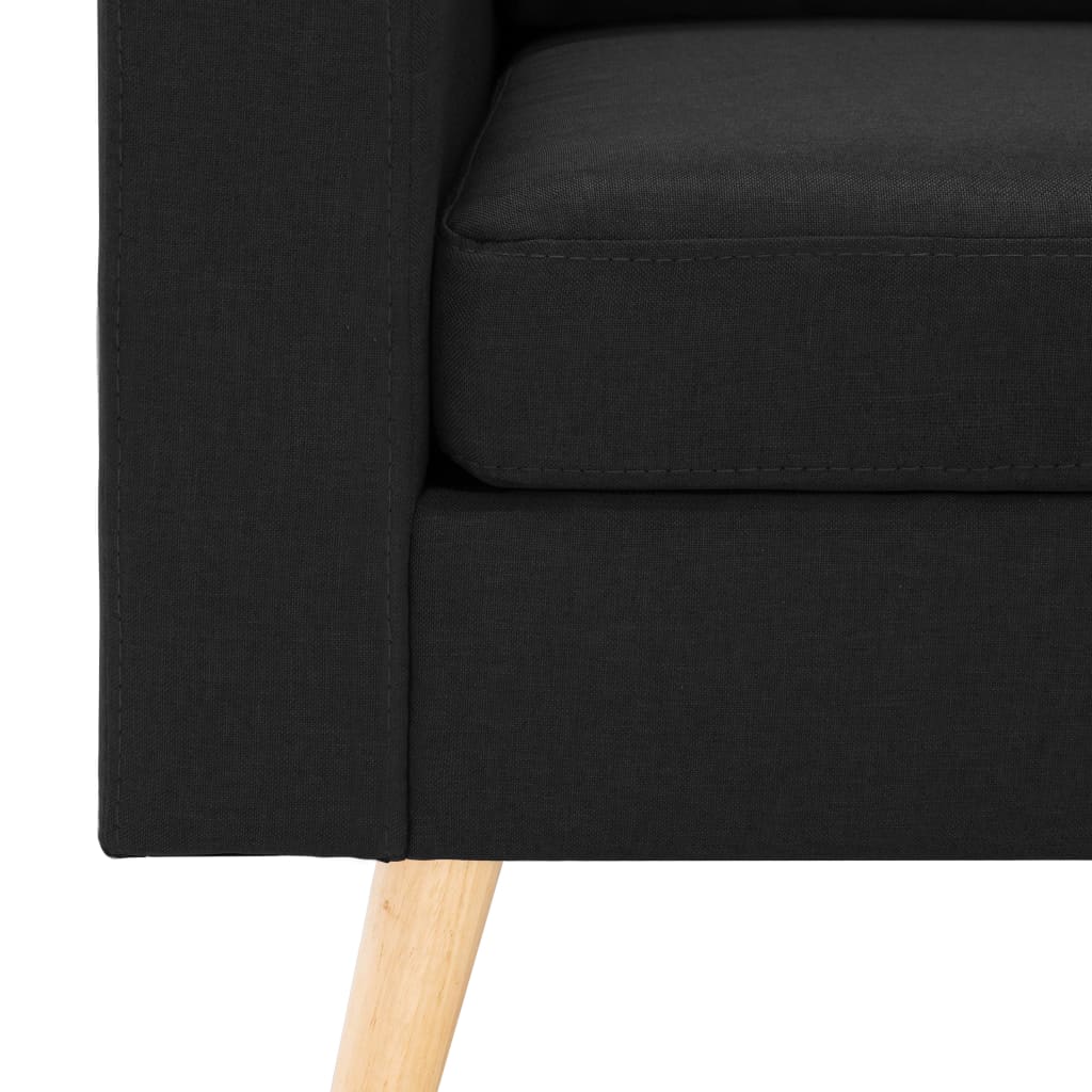 vidaXL Canapea cu 3 locuri și taburet, negru, material textil vidaXL Canapea cu 3 locuri și taburet, negru, material textil