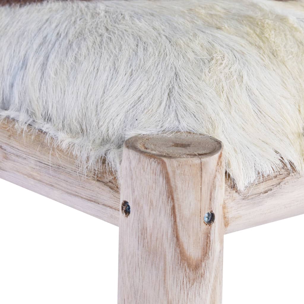 vidaXL Taburet de bar, piele naturală și lemn masiv de tec