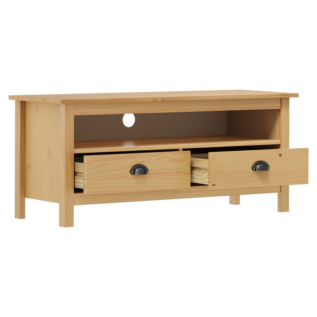 vidaXL Comodă TV Hill, maro miere, 110x40x47 cm, lemn masiv de pin