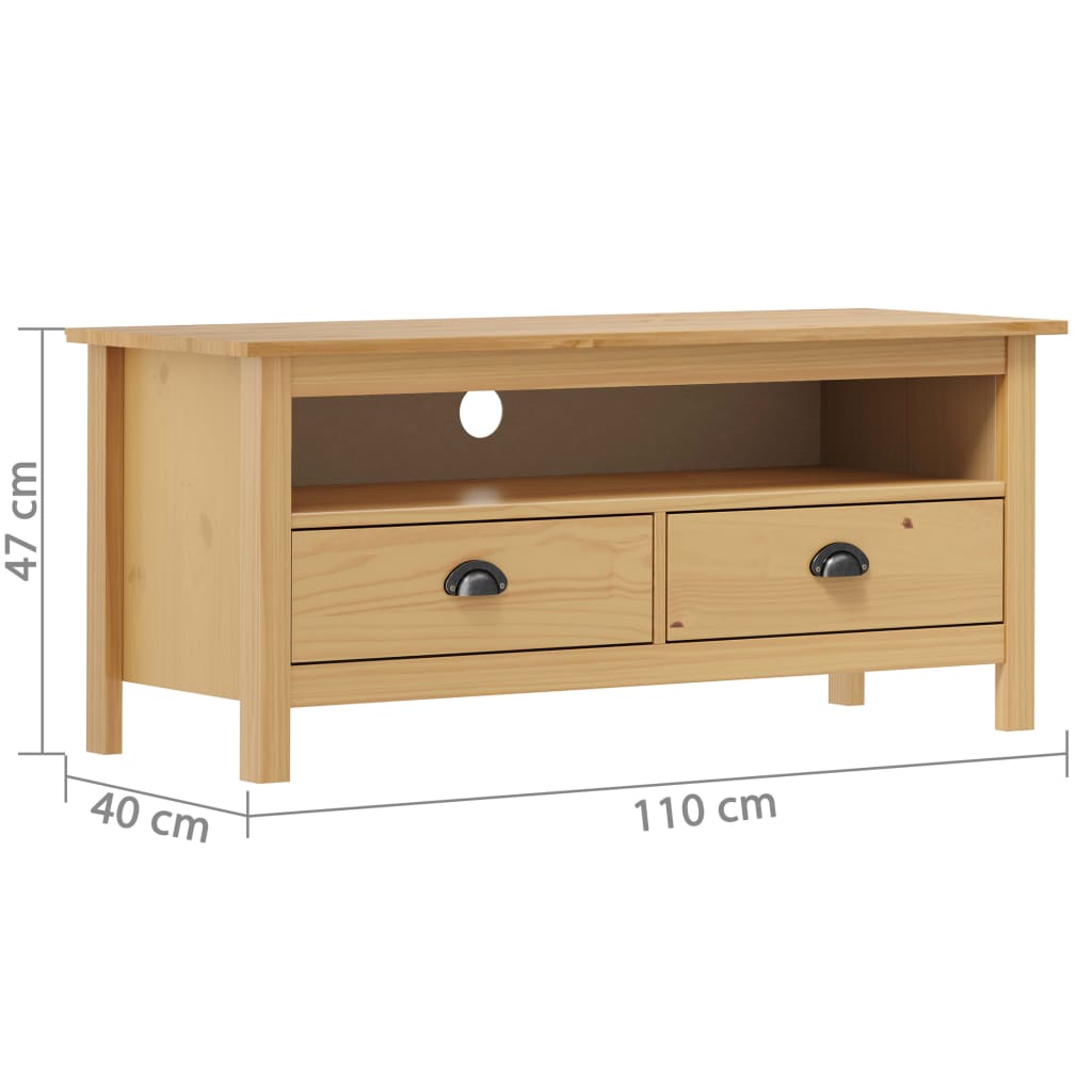 vidaXL Comodă TV Hill, maro miere, 110x40x47 cm, lemn masiv de pin