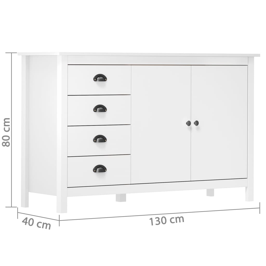 vidaXL Servantă Hill, alb, 130x40x80 cm, lemn masiv de pin vidaXL Servantă Hill, alb, 130x40x80 cm, lemn masiv de pin