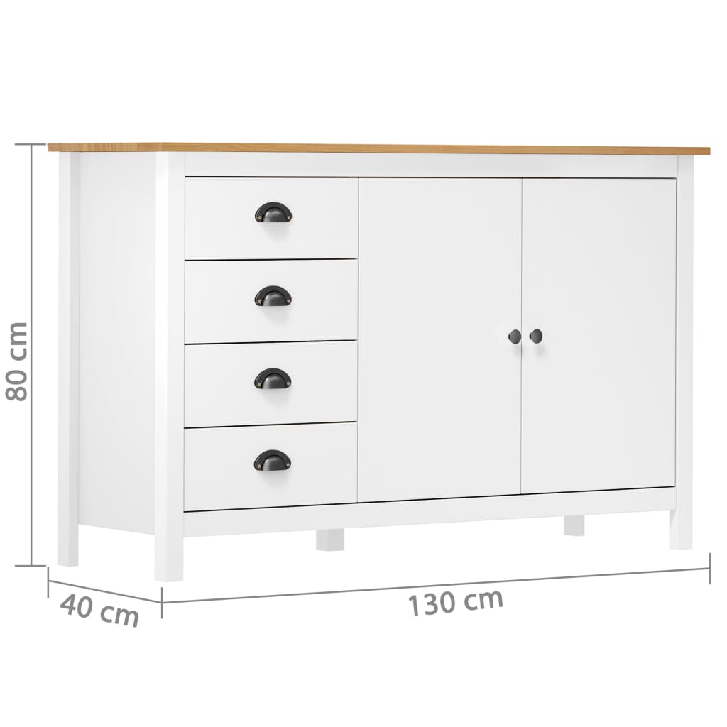 vidaXL Servantă Hill, alb, 130x40x80 cm, lemn masiv de pin vidaXL Servantă Hill, alb, 130x40x80 cm, lemn masiv de pin