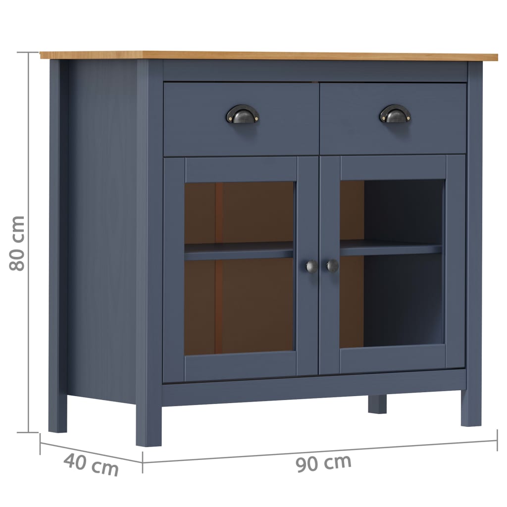 vidaXL Servantă Hill, gri, 90x40x80 cm, lemn masiv de pin vidaXL Servantă Hill, gri, 90x40x80 cm, lemn masiv de pin