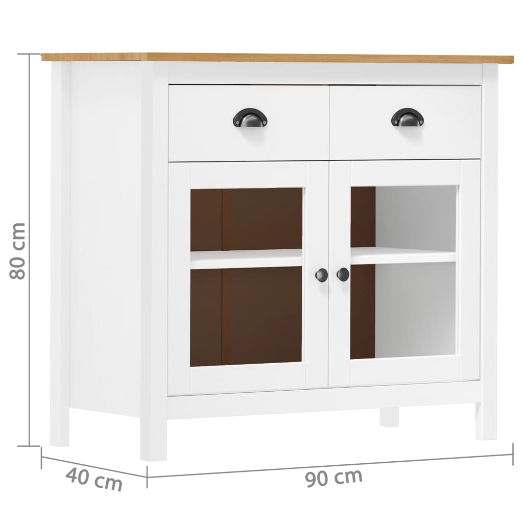 vidaXL Servantă Hill, alb, 90x40x80 cm, lemn masiv de pin vidaXL Servantă Hill, alb, 90x40x80 cm, lemn masiv de pin