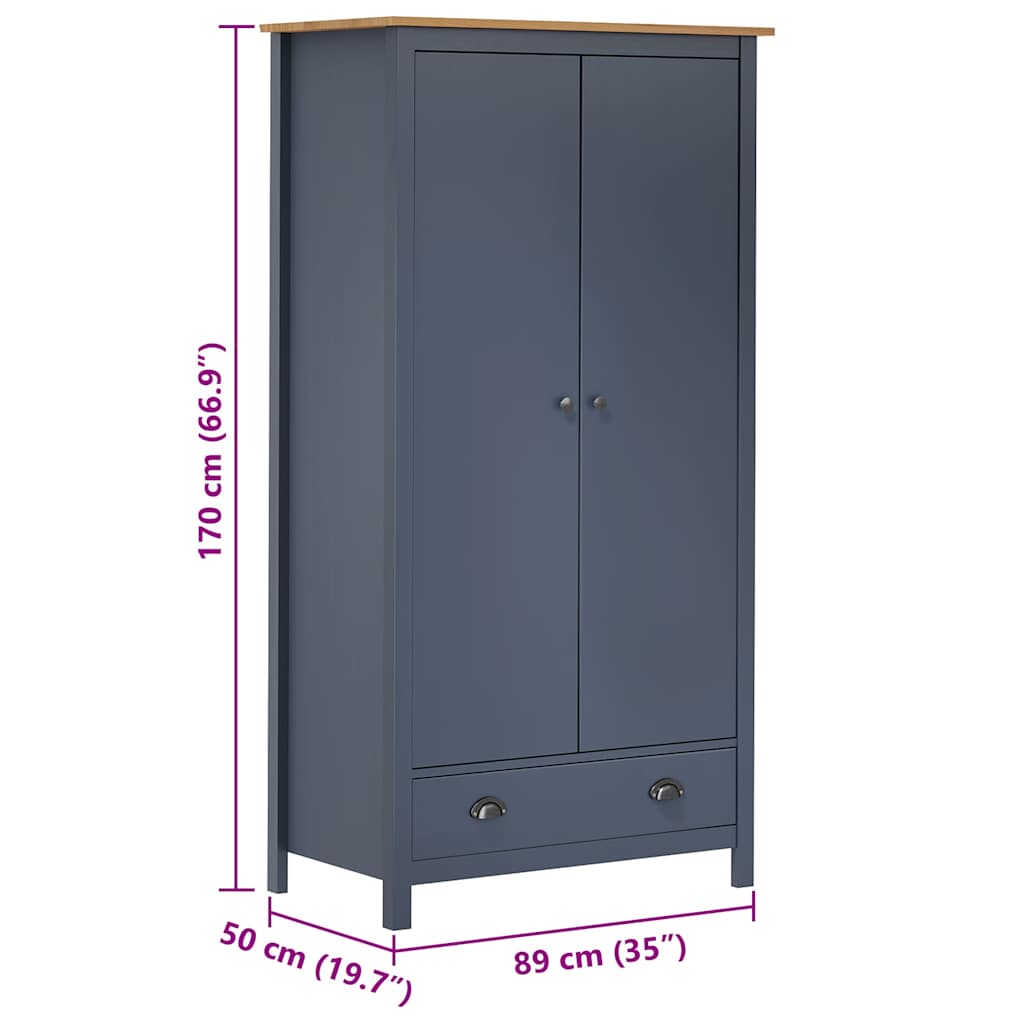 vidaXL Șifonier cu 2 uși Hill, gri, 89x50x170 cm, lemn masiv pin vidaXL Șifonier cu 2 uși Hill, gri, 89x50x170 cm, lemn masiv pin