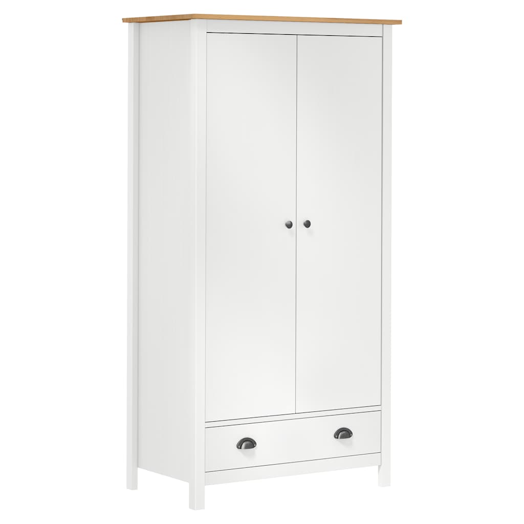 vidaXL Șifonier cu 2 uși Hill, alb, 89x50x170 cm, lemn masiv de pin vidaXL Șifonier cu 2 uși Hill, alb, 89x50x170 cm, lemn masiv de pin