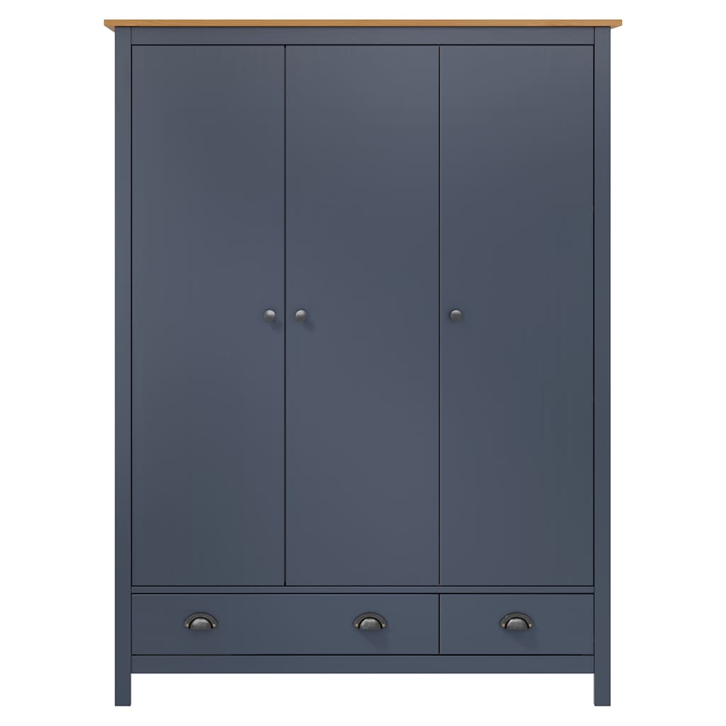vidaXL Șifonier cu 3 uși Hill,, gri, 127x50x170 cm, lemn masiv pin vidaXL Șifonier cu 3 uși Hill,, gri, 127x50x170 cm, lemn masiv pin
