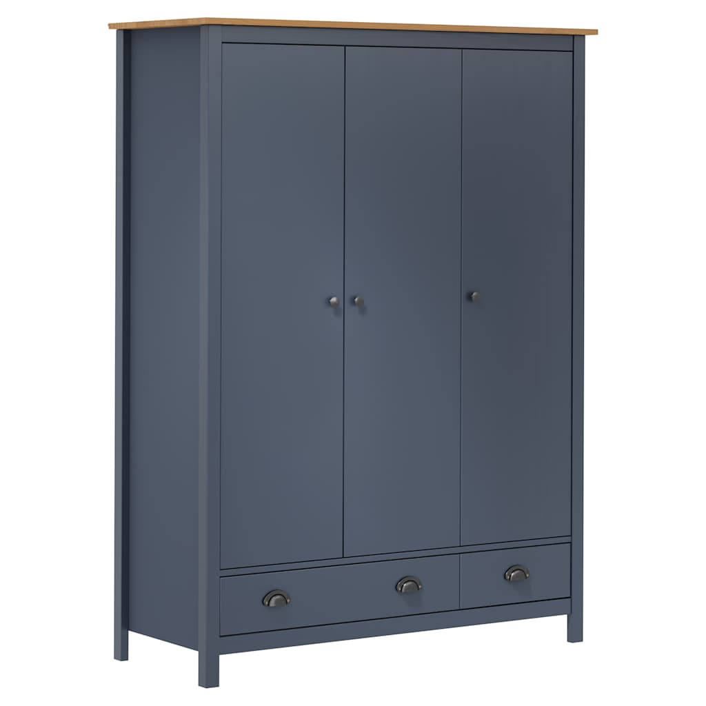 vidaXL Șifonier cu 3 uși Hill,, gri, 127x50x170 cm, lemn masiv pin vidaXL Șifonier cu 3 uși Hill,, gri, 127x50x170 cm, lemn masiv pin