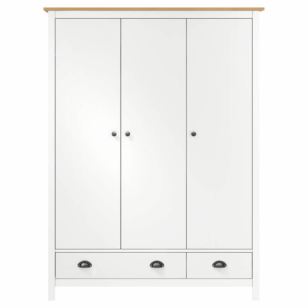 vidaXL Șifonier cu 3 uși Hill, alb, 127x50x170 cm, lemn masiv de pin vidaXL Șifonier cu 3 uși Hill, alb, 127x50x170 cm, lemn masiv de pin