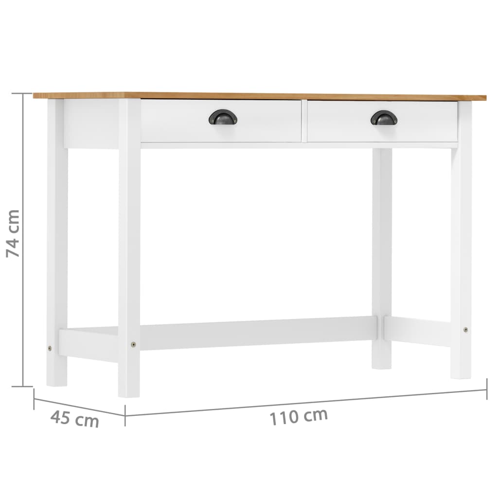 vidaXL Masă consolă Hill cu 2 sertare, 110x45x74 cm, lemn masiv pin