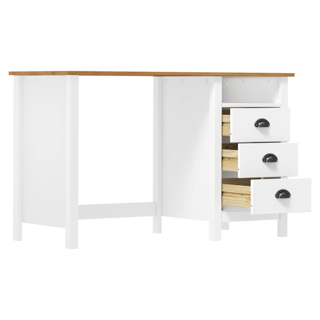vidaXL Birou Hill cu 3 sertare, 120x50x74 cm, lemn masiv de pin