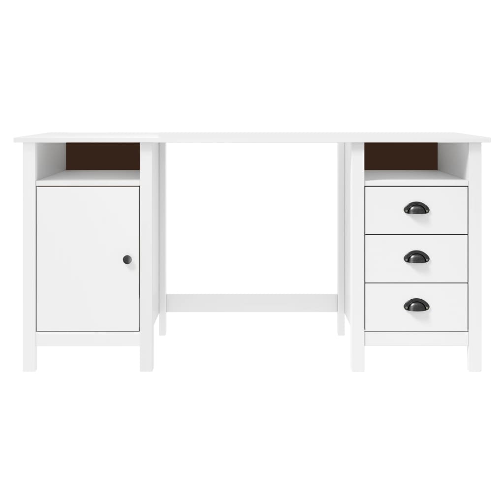vidaXL Birou Hill, alb, 150x50x74 cm, lemn masiv de pin