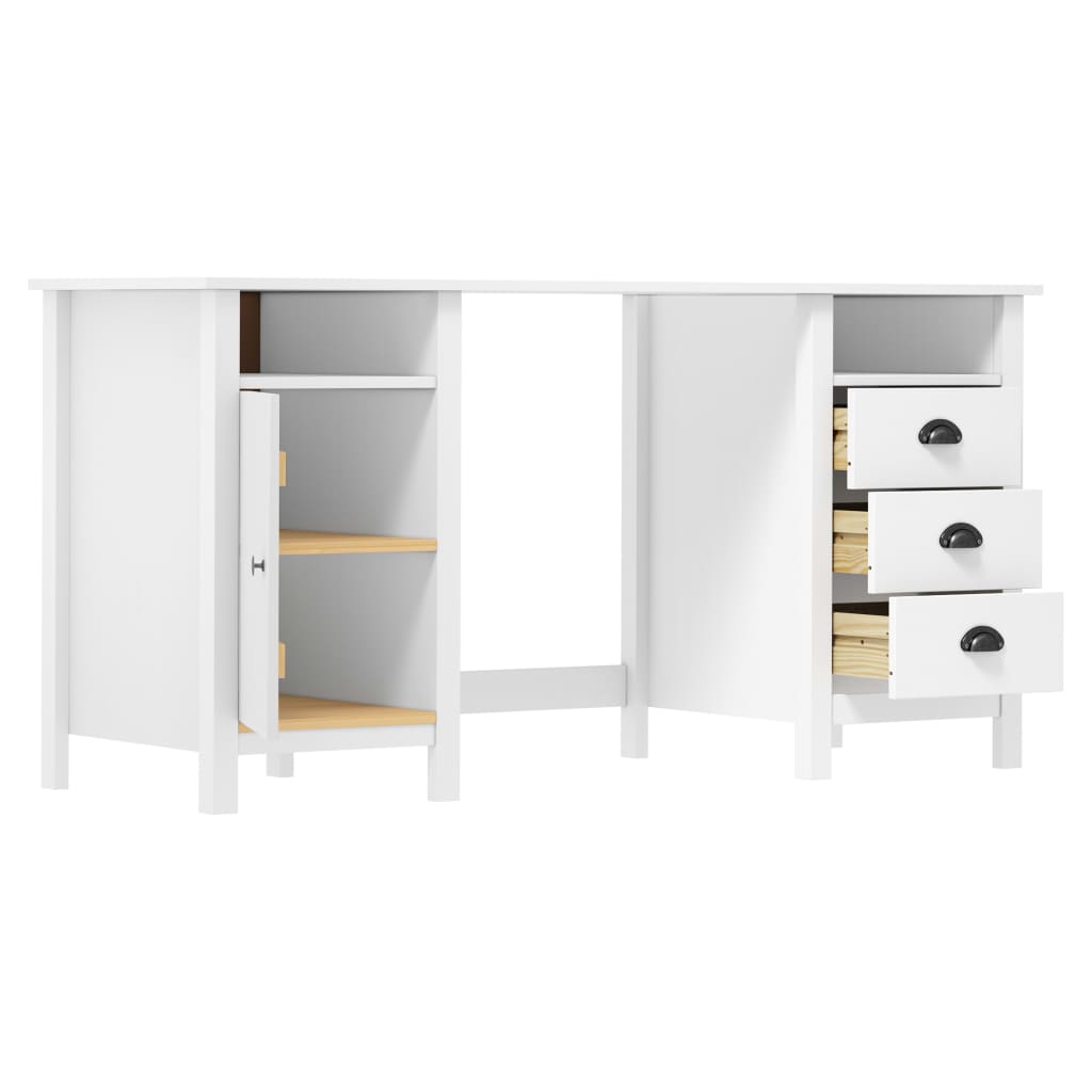 vidaXL Birou Hill, alb, 150x50x74 cm, lemn masiv de pin