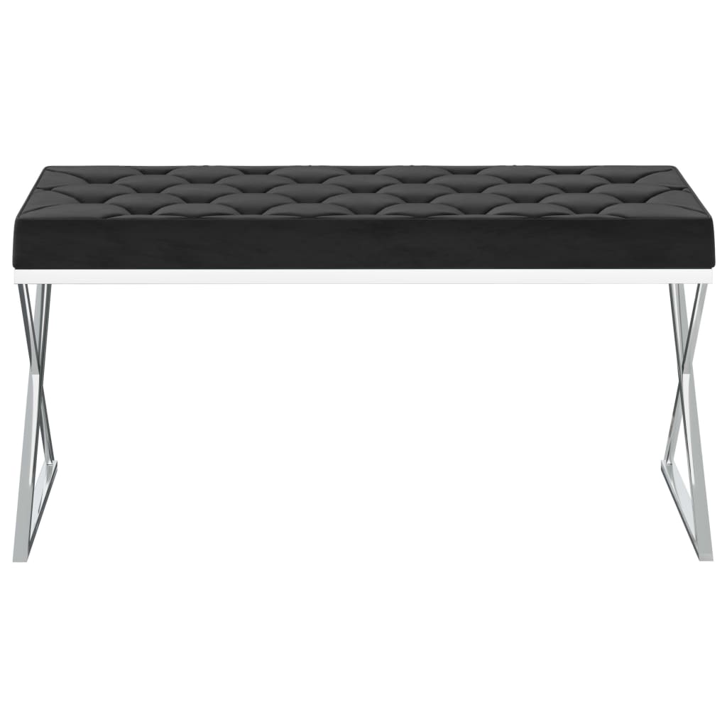 vidaXL Banchetă, 97 cm, catifea neagră și oțel inoxidabil