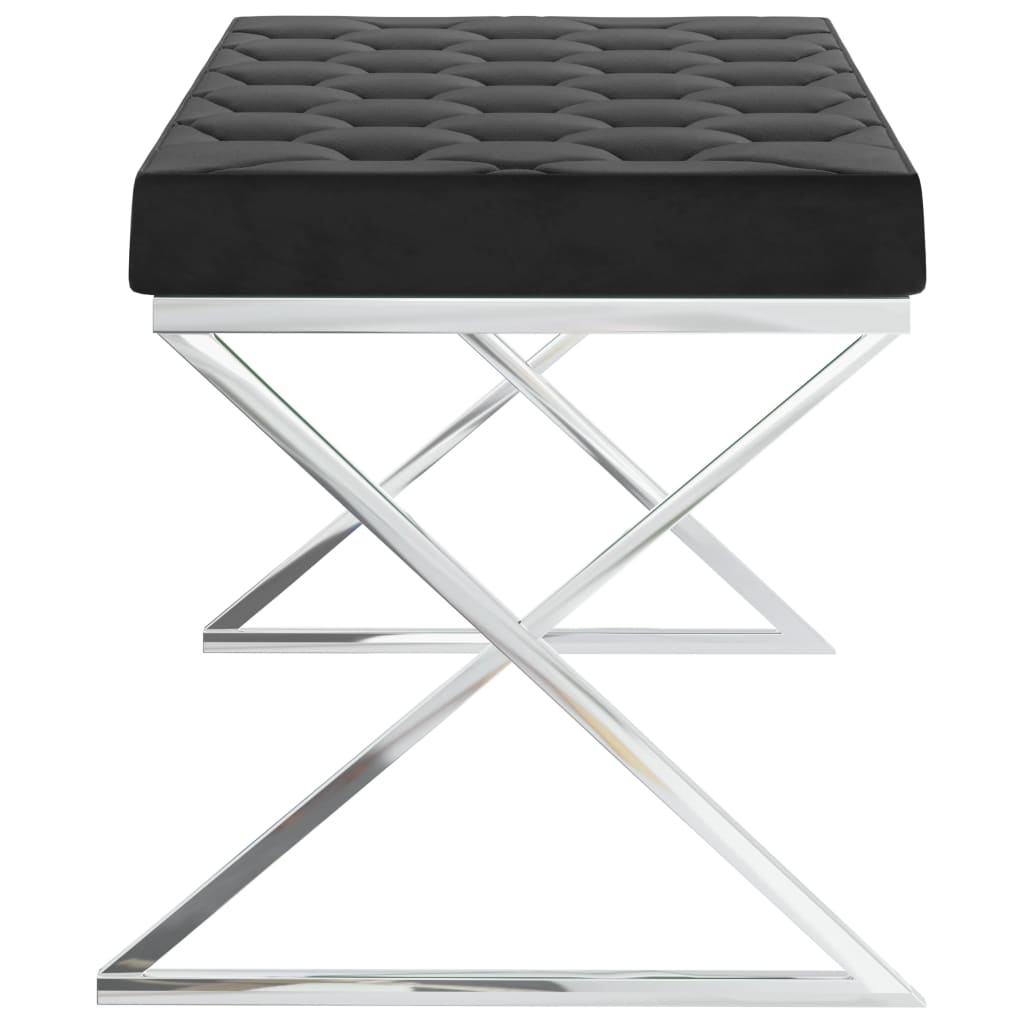 vidaXL Banchetă, 97 cm, catifea neagră și oțel inoxidabil