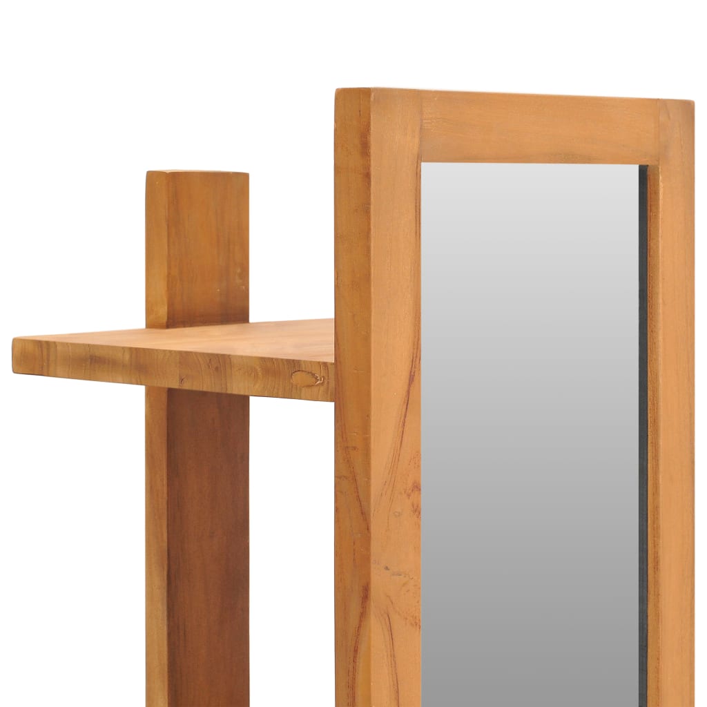 vidaXL Oglindă de perete cu rafturi, 30x30x120 cm, lemn masiv de tec vidaXL Oglindă de perete cu rafturi, 30x30x120 cm, lemn masiv de tec