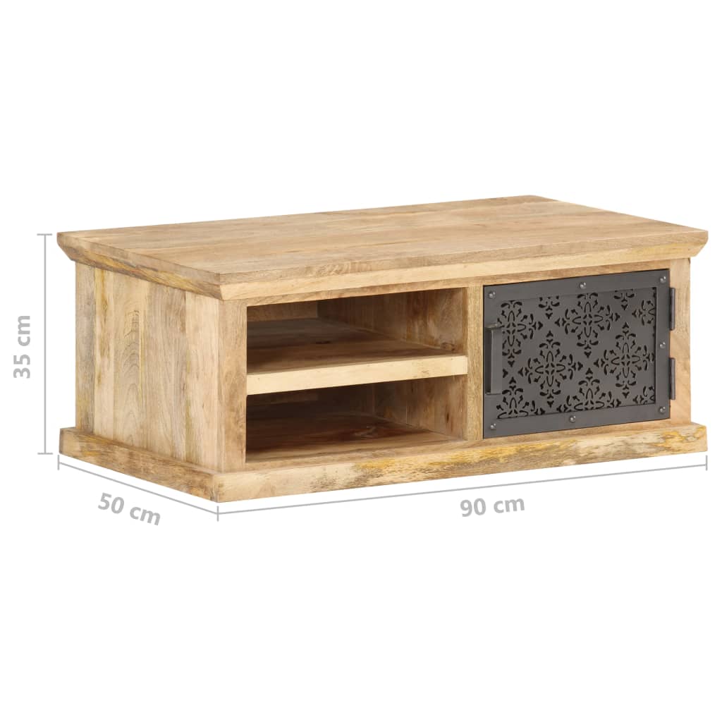 vidaXL Măsuță cafea cu ușă, 90 x 50 x 35 cm, lemn masiv de mango vidaXL Măsuță cafea cu ușă, 90 x 50 x 35 cm, lemn masiv de mango