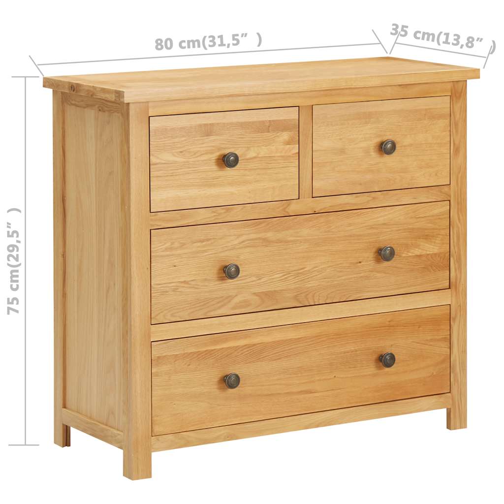 vidaXL Dulap cu sertare, 80 x 35 x 75 cm, lemn masiv stejar