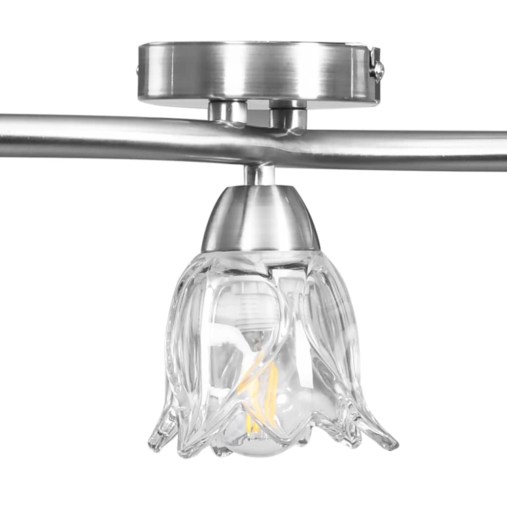vidaXL Lustră, abajururi de sticlă transparentă, 3 becuri E14, lalea vidaXL Lustră, abajururi de sticlă transparentă, 3 becuri E14, lalea