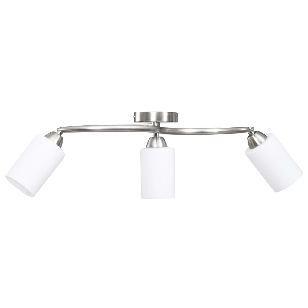 vidaXL Lustră cu abajururi din ceramică, 3 becuri E14, alb, con vidaXL Lustră cu abajururi din ceramică, 3 becuri E14, alb, con