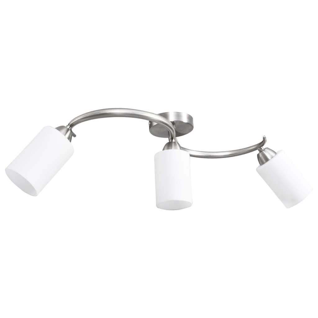 vidaXL Lustră cu abajururi din ceramică, 3 becuri E14, alb, con vidaXL Lustră cu abajururi din ceramică, 3 becuri E14, alb, con
